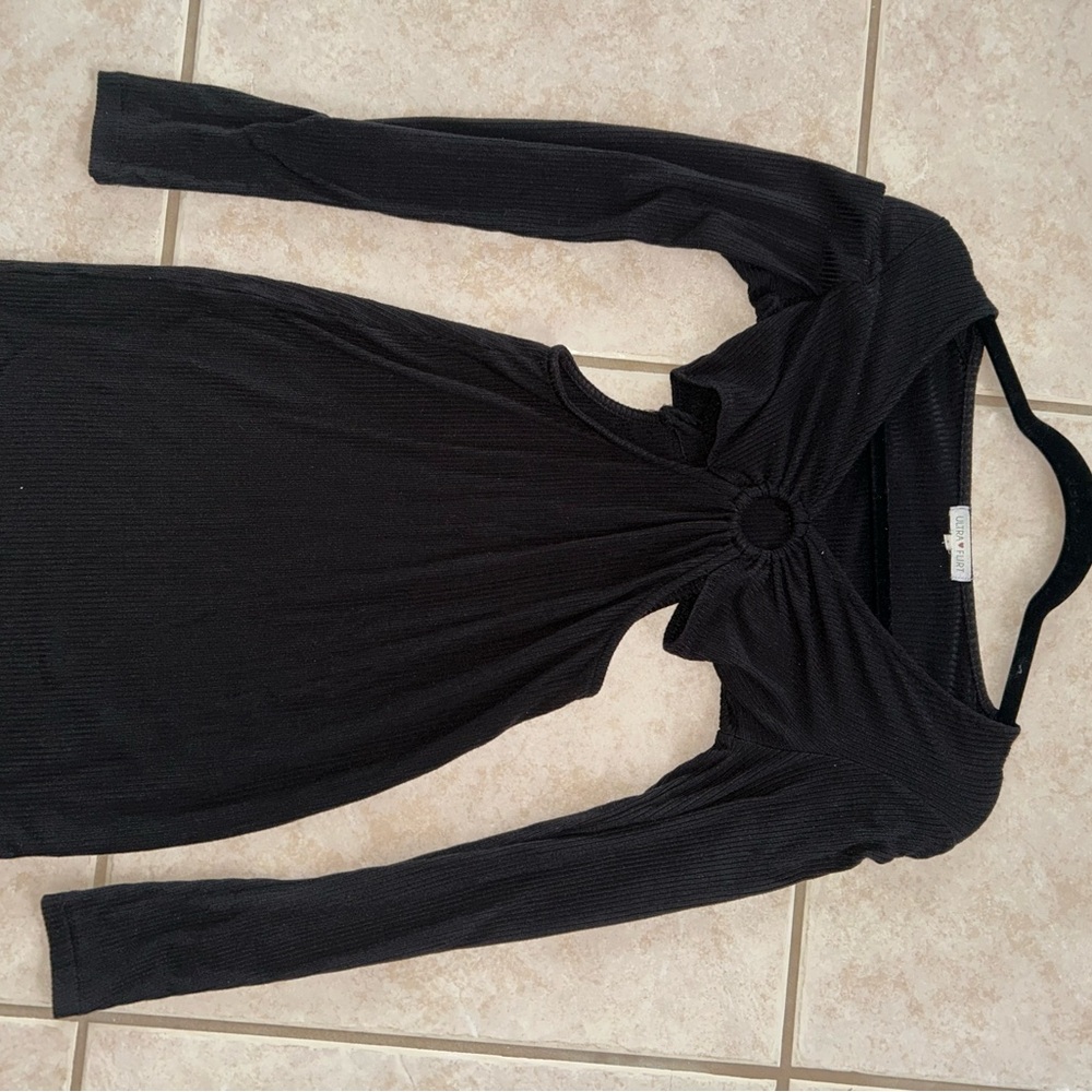 Black Long Sleeve Cutout Dress